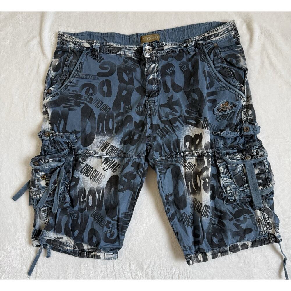 AOWOFS Utility Cargo Shorts Men's 100% Cotton Drawstring Size 40